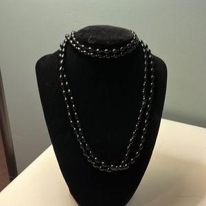 N18. Set of two black beaded necklaces.